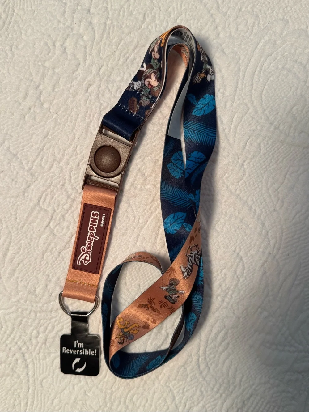 Disney Reversible Lanyard - Teal Blue & Peach